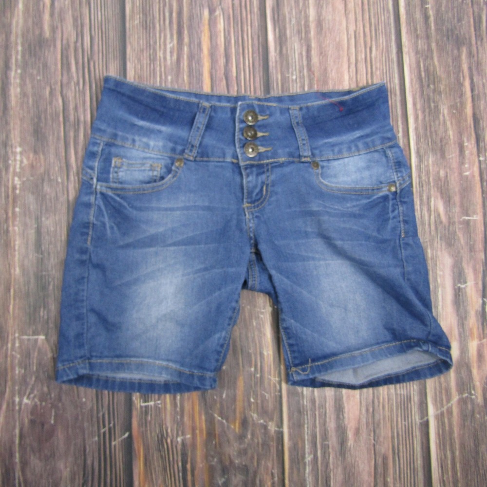GOGO STAR Shorts Juniors 1 Blue Denim Mom Stretch 26 Waist 7 Inseam Pockets